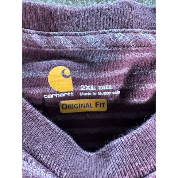 Carhart Size 2XLT Original Fit Short Sleeve Pocket TShirt Maroon - Picture 3 of 6